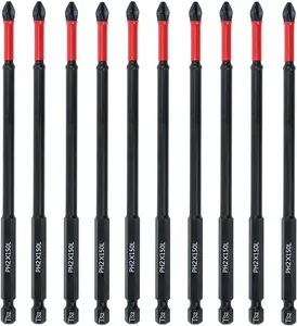 10 Pack Phillips PH2  Anti Slip  Bit Set 6 inch Length TS2 Anti-Slip Long Drill Bits Impact Driver Bits