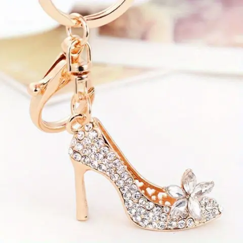 Women's Elegant Stiletto Rhinestone Keychain - Stylish Keyring, Boutique Style, Aesthetic, Crystal Key Chain Decorations, Sparkling Mini Handbag Fashion Accessory for Keys