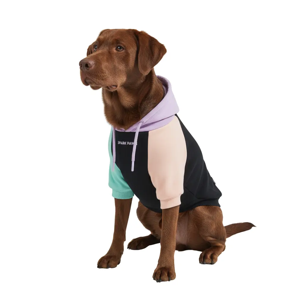 Spark Paws Color Block Dog Hoodie - Dog Sweater Sweatshirt Clothes for Large Dogs Puppy | Warm Fleece-Lined Outfit, 4-Way Stretch, Sizes Small to 5XL, Fit Tested on French Bulldog, Frenchie & Pitbull