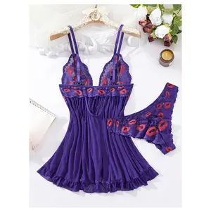 A 2pcs Set Of New European And American Internet-famous Lace Halter Dress, A Collection Of Romantic Underwear.A Thin, See-through, Pure And Seductive Two-piece Set, Lace Lingerie, Lingerie Skirt, Cute Underwear, Lace Clothing, Cute Lingerie, Seductive Clo