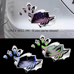 1PC Hole-Breaking Dark Anime Demon Girl Sticker For Cars - For car bodies, backpacks, notebooks. Full of eerie cool vibe, add 3D personalized logo. A favorite decor for dark anime lovers!