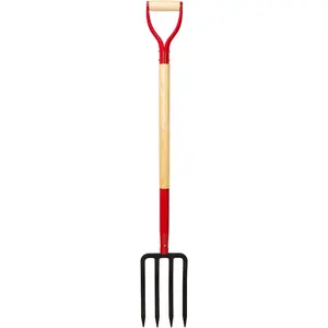 Garden Fork,4-Tine Spading Fork,Compost Fork,Steel Digging Fork,45Inch,Steel Y-Grip,Wooden Handle