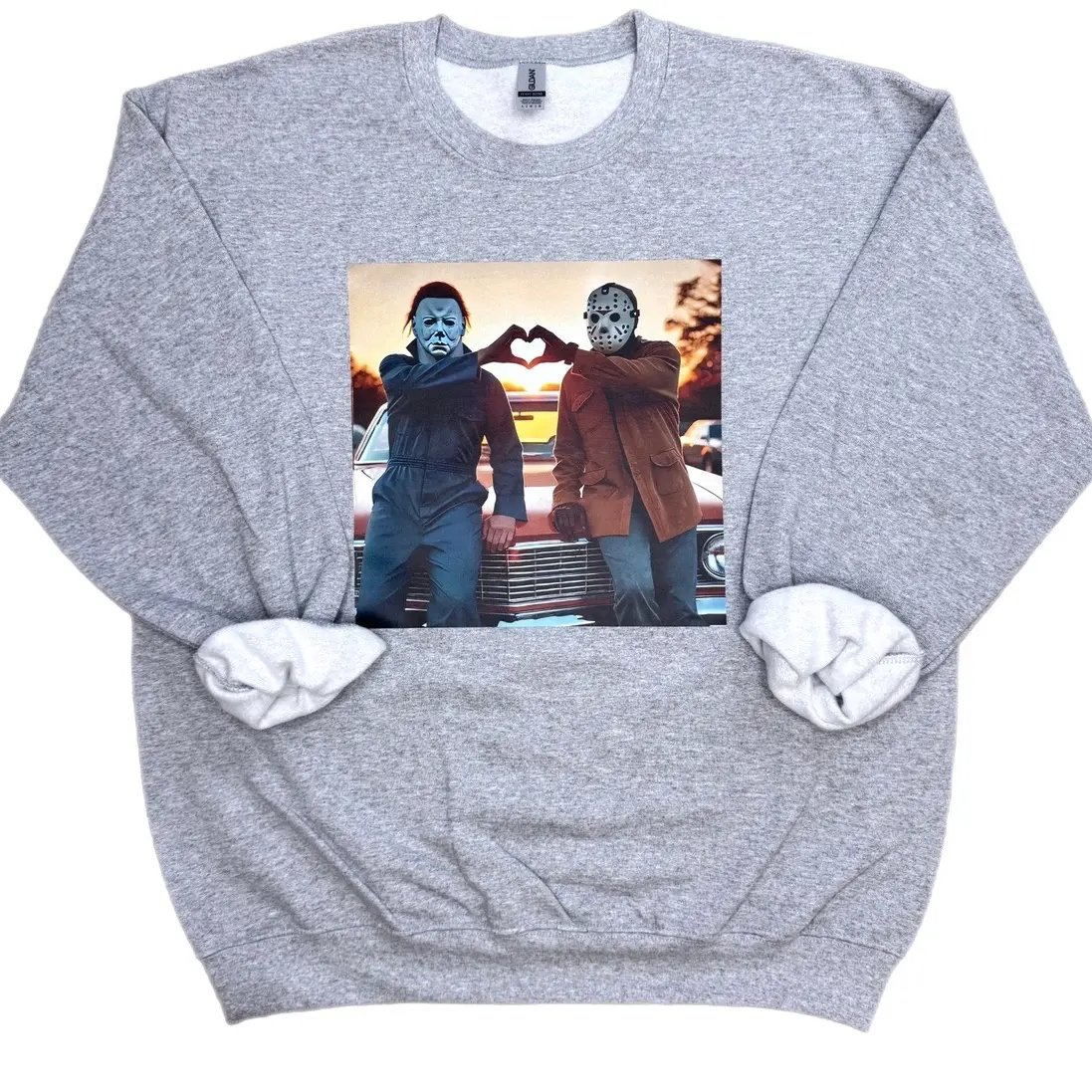 Michael and Jason Hand Hearts Sweatshirt,Michael and Jason Halloween Sweatshirt, Spooky Sweatshirt