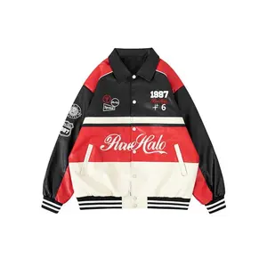 Men’s Motorcycle Jacket, Breathable Waterproof PU Leather, Loose Fit Zip-Up Stand Collar, Perfect for Bikers & Fall/Winter Street Style