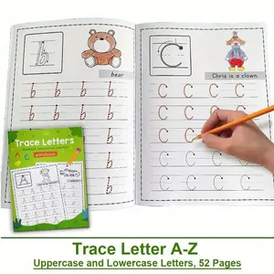 64 Page Alphabet Practice Book for Kids, Cute Cartoon Design, Back-To-School Supplies, Easter & Christmas Gift, Durable Paper Pages, Preschool Alphabet Tool, Learning Materials