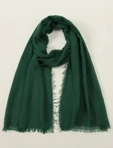 Crinkle Cotton Scarf | Emerald Green - Soft Fabric, Ideal for Cold Weather, Versatile Use