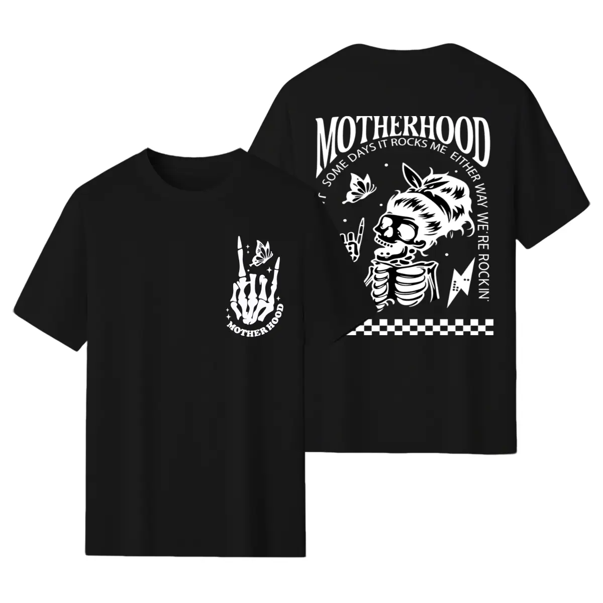 "Motherhood: Sometimes I Rock It, Sometimes It Rocks Me" shirt – a perfect unisex cotton tee or sweatshirt for moms, great for Mother's Day! Casual T-shirt