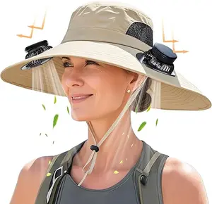 Outdoor fishing camping sports work hat with fan. Solar powered. Men's and women's universal breathable summer sun hat. Wide-brimmed outdoor sun hat. Father's Day gift. Cool in summer.