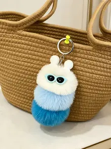 Cute Caterpillar Keychain, Cartoon Plush Toy, Bag Charm, Creative Car Key Chain, Small Gift, Adorable Accessory for Kids & Adults
