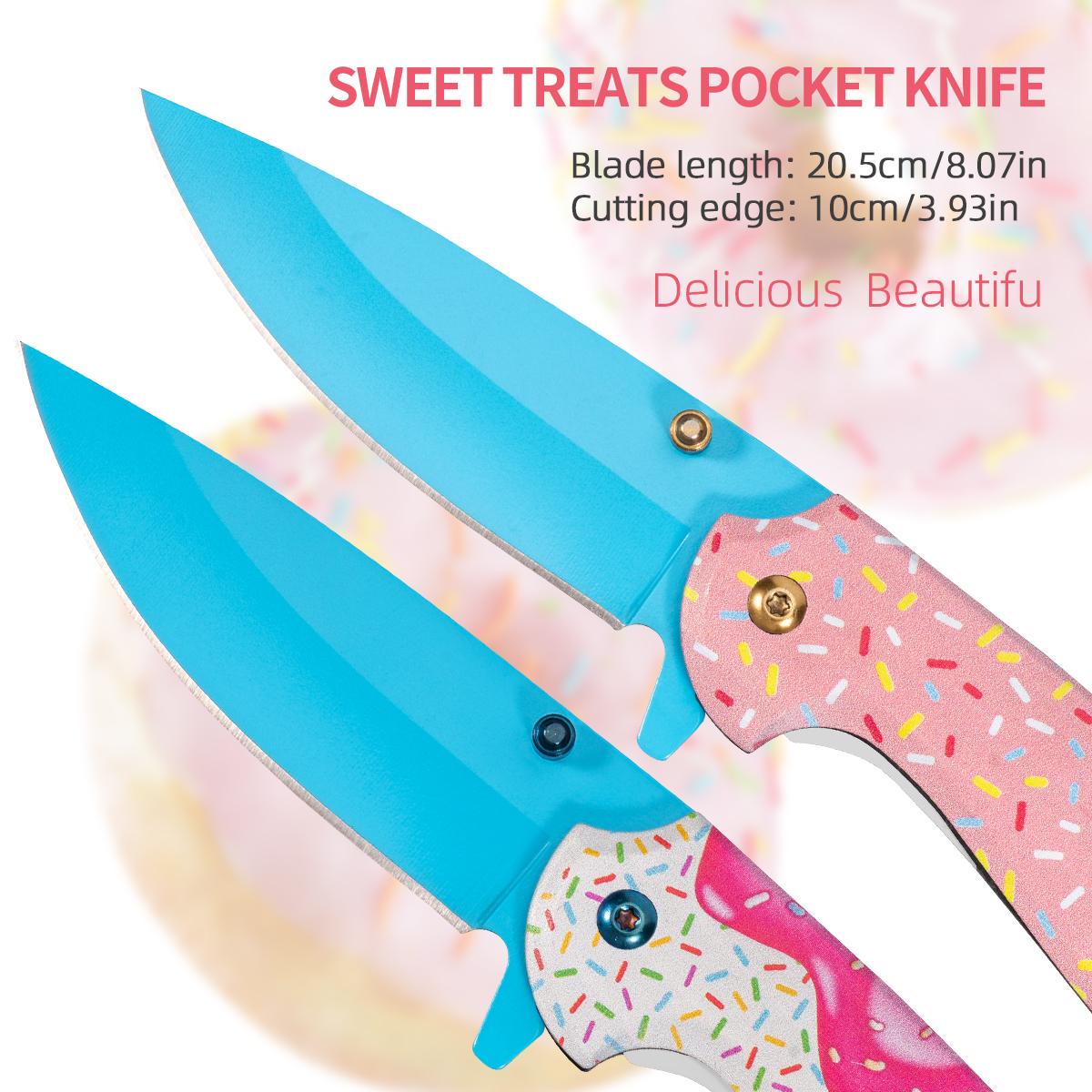 Creative Candy Pattern Folding Pocket Knife, EDC Outdoor Tool for Camping Hiking