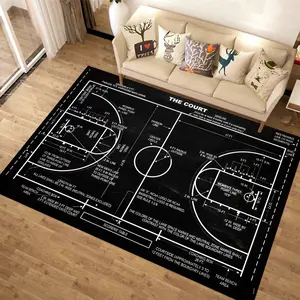 Basketball Court Rug, Basketball Rug, Sports Rug, NBA Rug, Minimalist Rug, Popular Rug Custom Rug, Area Rug, Black Rug