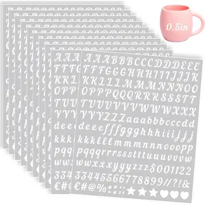2000 count 10 Sheets Vinyl Letter Stickers Small, 1/2 Inch Cursive Letter, Self-Adhesive  Alphabet Numbers for Scrapbooking Arts Crafts Water Bottle Mailbox DIY (White)