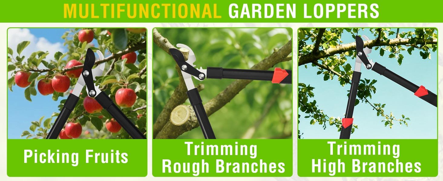 Yesker 19" Loppers Heavy Duty Branch Cutter Sharp Steel Blade Tree Trimmer up to 1" Diameter Cut Capacity Powerful Gear Action Lightweight Bypass Loppers Tools for Tree Trimming Garden Maintenance