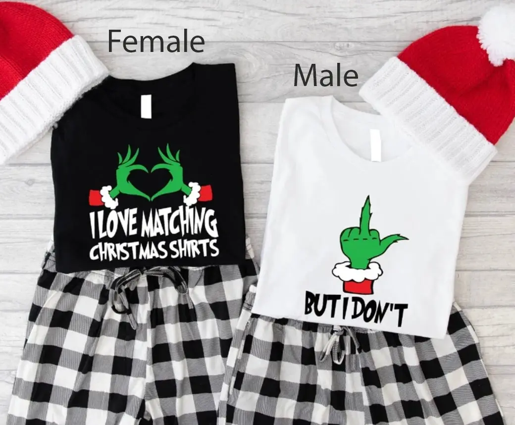 I Love Matching Couples Christmas Shirts, Couple Christmas Pajamas T-shirt, Gingerbread Matching Christmas Tshirt, Funny Ugly Sweater Party Xmas Gifts