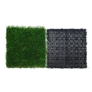 【SummerFinds】VEVOR Interlocking Artificial Grass Tiles Turf Deck Set, 18 Pack - 12"x12" Self-Draining Synthetic Decorative Mat Flooring Pad, Ideal for Indoor Outdoor Entryway Dog Scraper Use