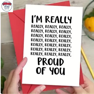 1pc “I’m really proud of you” Card, Inspirational Greeting Card, to Celebrate Achievements, Birthdays, Advancements, or Support During Challenges, Includes Envelope, Made of Paper, Suitable for Birthday, Anniversary, Congratulations - TrendyGiftUSA