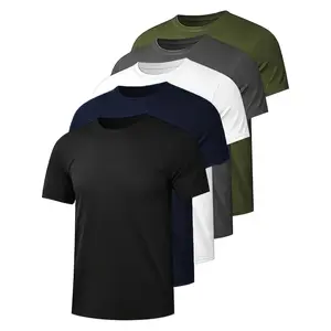 5-Pack Men's Casual Crew Neck T-Shirt Blank Pure Cotton Comfortable Style Daily Wear Unisex All Seasons Ribbed Menswear Tops Seamless Fabric