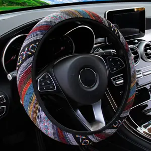 Bohemian Style Car Steering Wheel Cover, Non-slip Breathable Car Steering Wheel Protector, Car Interior Accessories For Car Decoration, Automotive