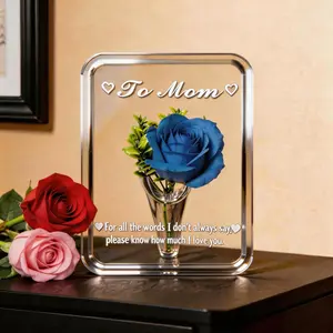 Premium Acrylic Eternal Flower with Mother’s Day Engraved Blessings, Exquisite Soap Floral Decor in a Custom Gift Box – The Ideal Mother’s Day Gift for Mom