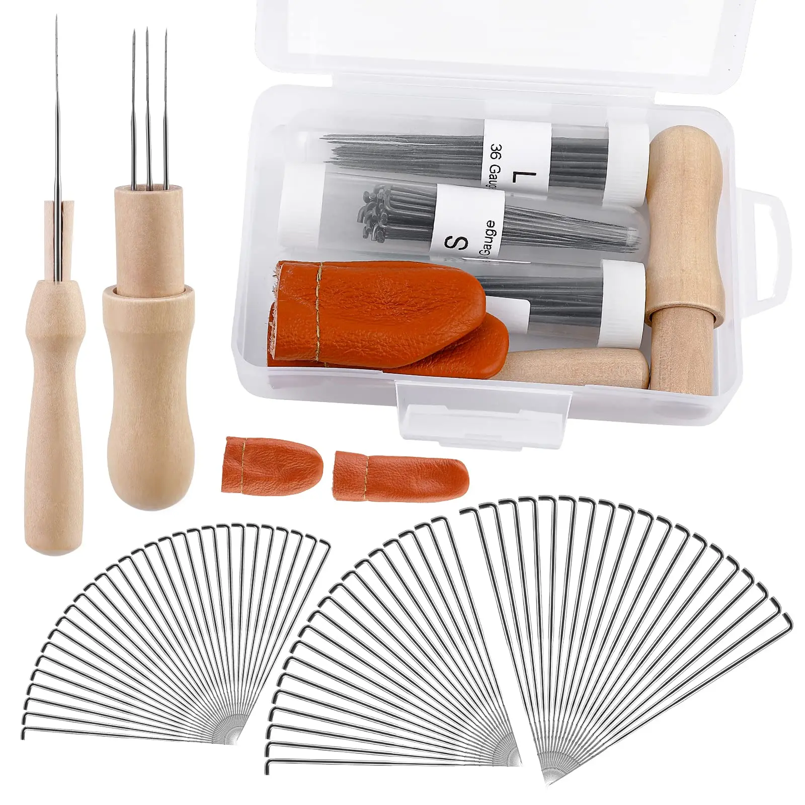 74 Pcs Needle Felting Needles Set, 36/38/40 Gauge Felting Needles Supplies, Wooden Handle Needle Felting Tools Kit for Beginners and Professional Crafters