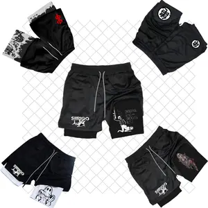 Luxury Fitness Shorts Breathable Quick-Dry Printed Double-Decker Shorts for Summer Sports Casual Training Jog Shorts