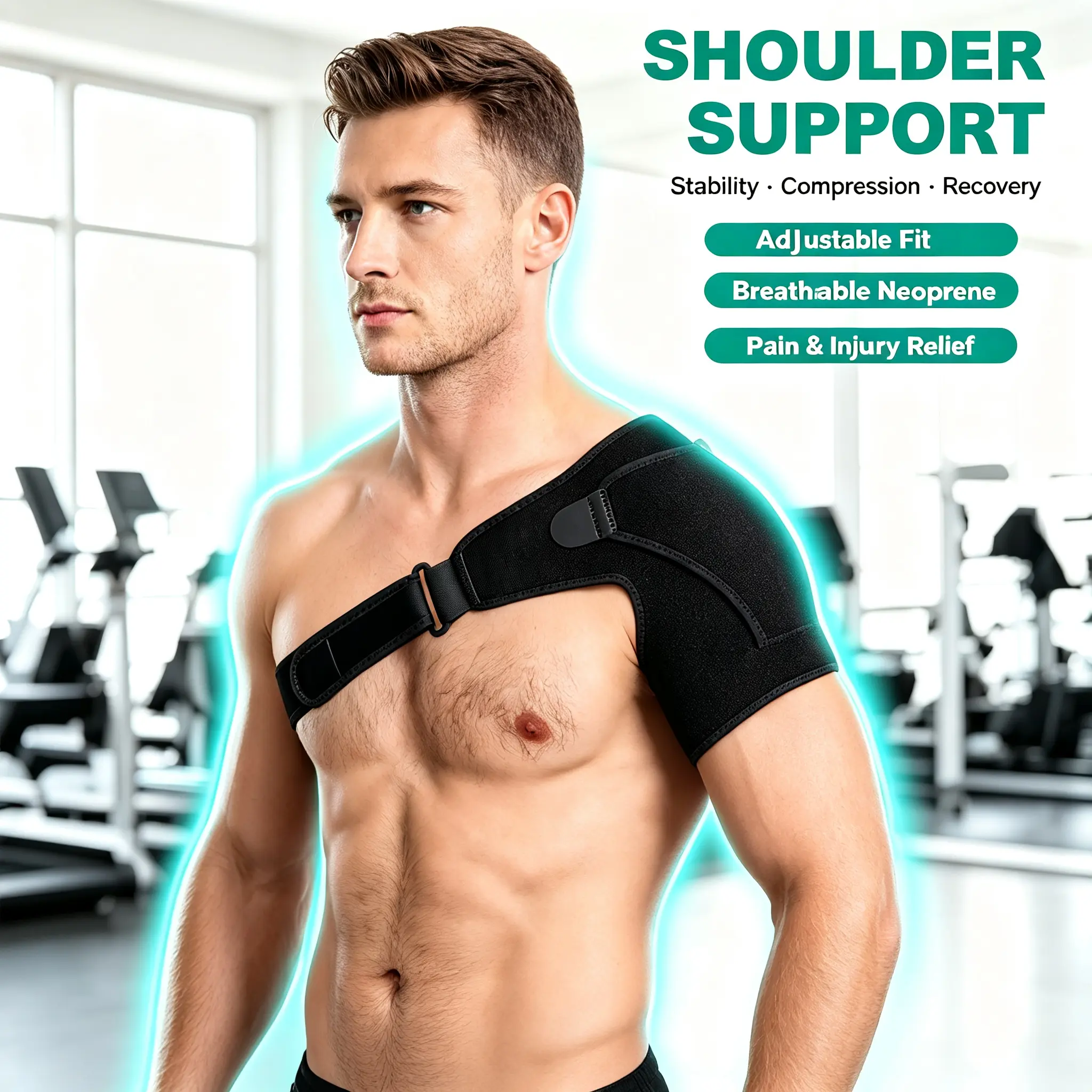 Unisex Shoulder Support Brace - Breathable, Comfortable, Adjustable Compression Snug Wrap Stabilizer Strap for Sports Fitness, Injury Recovery (All Seasons Left/Right Universal Fixator for Frozen Shoulder, Dislocation, Pain Relief)