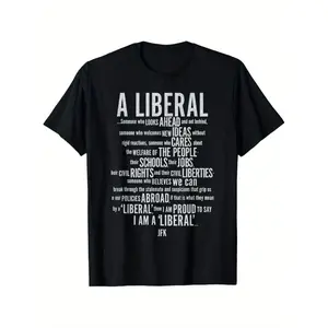 Women's Unisex JFK Liberal Politics T-Shirt - 100% Cotton, Casual Round Neck, Short-Sleeve, Slightly Elastic, Inspirational Quote, Machine Washable, Sizes S-XXXL, Ideal for Casual Wear