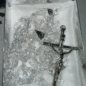 36" 10MM CLEAR GLASS BEADS LAZO