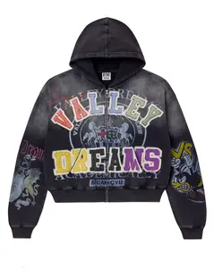 VALE - BLASTED ZIP UP (BLACK)