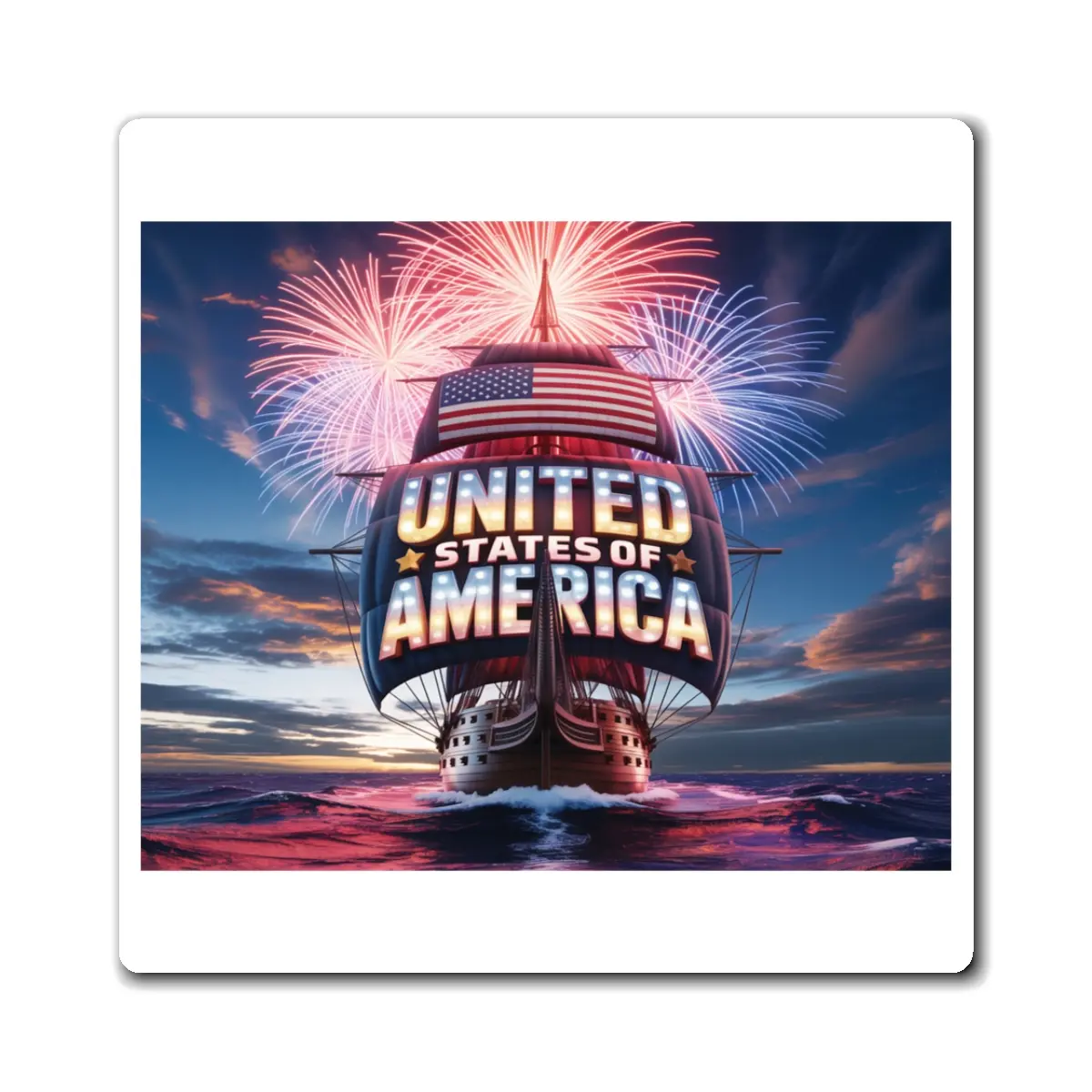 Patriotic America Themed Magnet, Independence Day Decor, USA Magnet, Gift for Veterans, 4th of July Home Accent