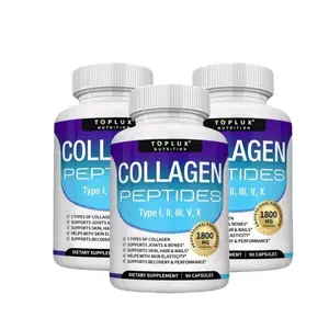 Toplux Nutrition Collagen Peptides 5 Types Complex 1800mg US Made Dietary Supplement for Health Beauty Fitness 90 Capsules