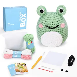 CROCHET BOX Crochet Kit for Beginners: Frog Crochet Kit for Adults, Learn to Crochet, Include Easy to Use Yarn, Step-by-Step Video, Patterns, Cute Animal Design, Thanksgiving Christmas Birthday Gift