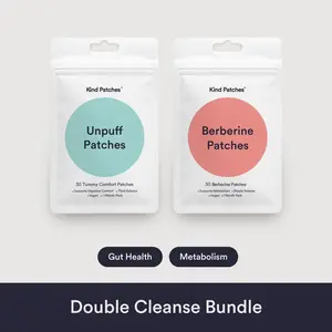 Kind Patches Double Cleanse Bundle, 30 Unpuff Patches+30 Berberine Patches, Support Healthy Gut, Debloating, Digestive Comfort, Steady Release, Vegan