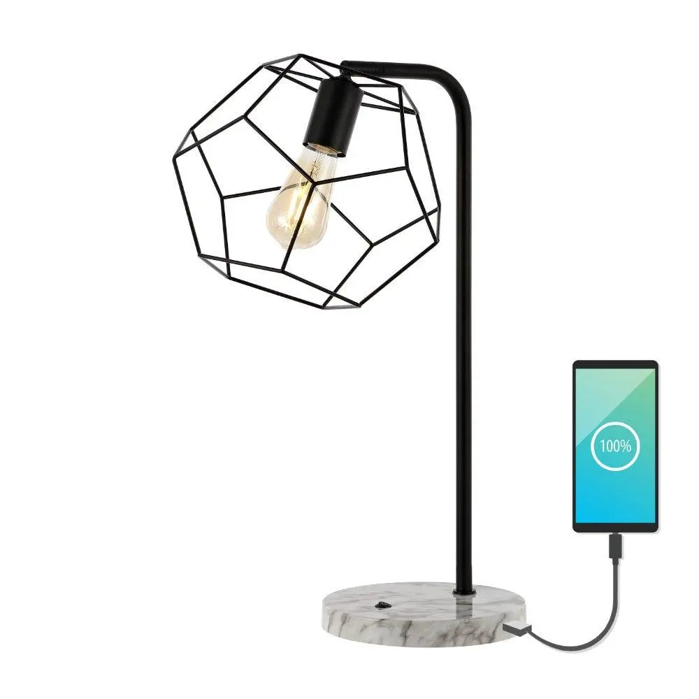 JONATHAN Y Penta Industrial Farmhouse Iron LED Task Lamp - Head-Adjustable, with USB Charging Port, Adjustable Lighting, Indoor Decorative Light, Modern Mood Lighting - for Living Room, Office
