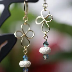 White rondelle dangle earrings ,Female Casual
