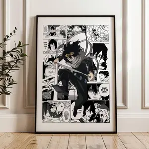 My Hero Academia Shota Aizawa, Eraser Head Manga Panels Poster: Anime Print, Anime Satin Poster