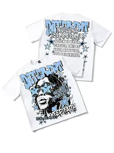 Men's Casual Cotton T-Shirt with Star & Slogan Graphics Short Sleeve Round Neck Tee for Summer Boys & Youth Rapper Style - Fabric, Cute American Tee