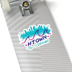 H-Town Pride Text and Graphic Transparent Decorative Sticker, Houston Screwston HTX Design, 2x2-6x6 in, for Inside Use Only