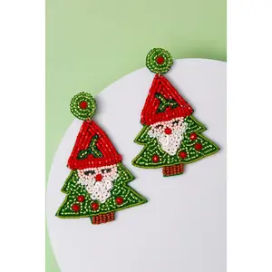 Zoey Winter Holiday Seed Beaded Christmas Earrings
