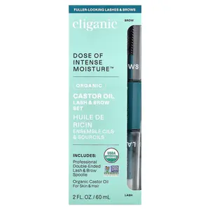 Cliganic Dose of Intense Moisture™, Organic Castor Oil, Lash & Brow Set, 2 fl oz (60 ml)
