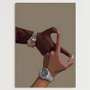 Afrocentric Black Couple Holding Hands Wall Art Poster - Waterproof, High-DPI, Unframed Artistic Photo, African American Home Decoration, Room & Kitchen Wall Print with Protective Box