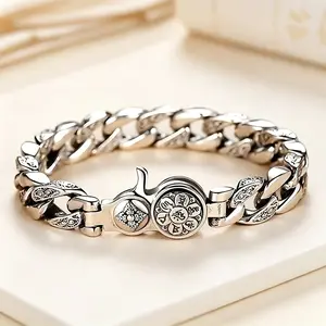 S925 Silver Plated Rotating Charm Bracelet, Stylish Decorative Wrist Jewelry. Smooth rotating design, comfortable to wear, chic daily accessory for women to match all outfits.