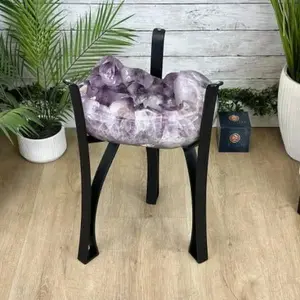 Brazilian Amethyst Geode Side Table, 57 lbs, 21.7" Tall #1384-0038