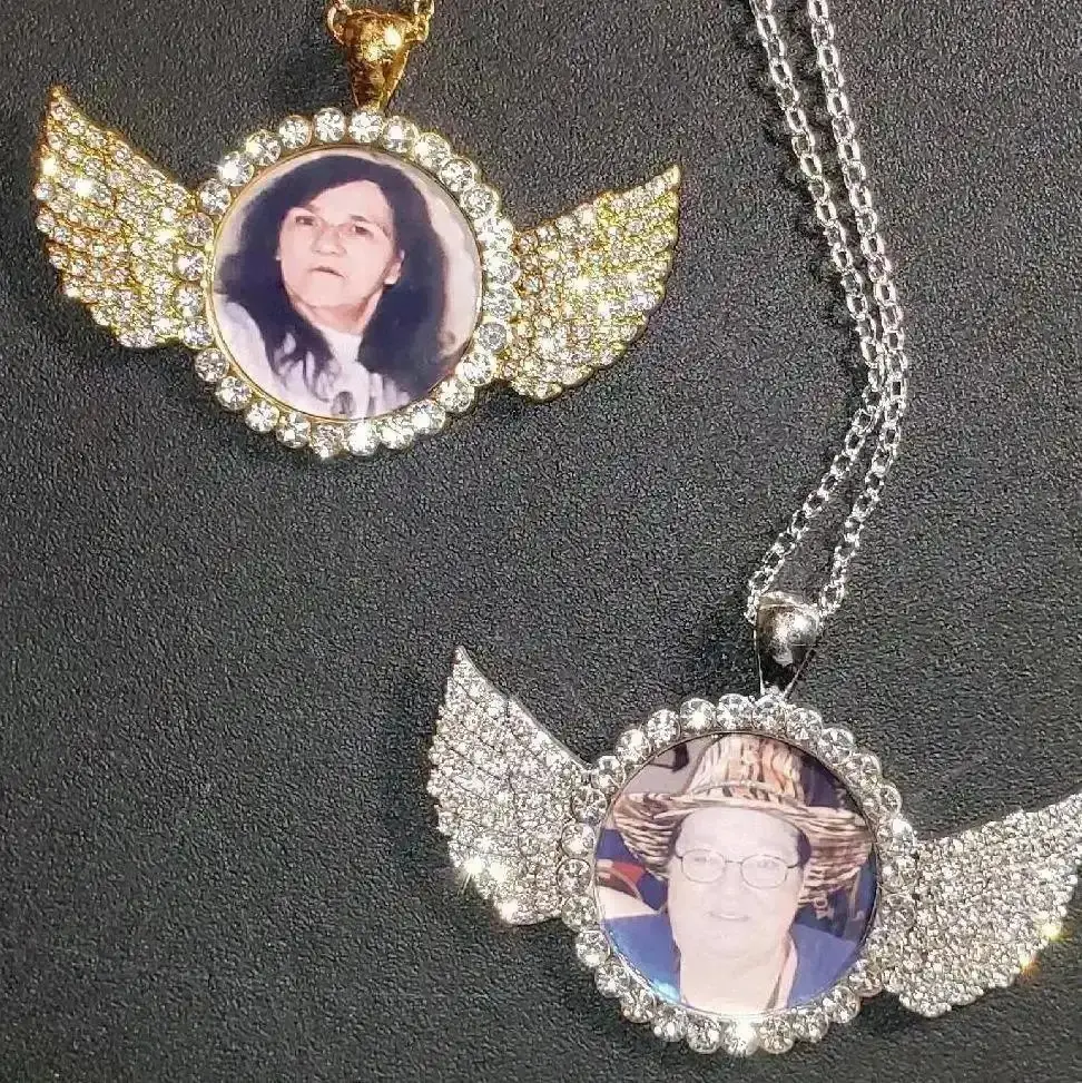 Custom Photo Memorial Wing Necklace Personalized with Free Chain Stainless Steel Angel Wings Pendant Jewelry classic design everyday essential versatile style comfort wear wardrobe staple piece relaxed fit breathable