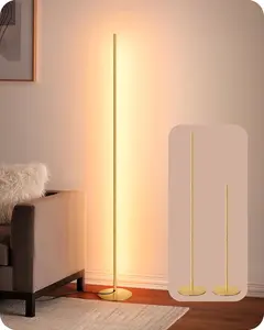 LED Corner Floor Lamp, Modern Slim Dimmable Light, Adjustable Height, 57.5" Minimalist Tall Lamp for Living Room, Bedroom, Office, 3000K Warm White Light (Gold)