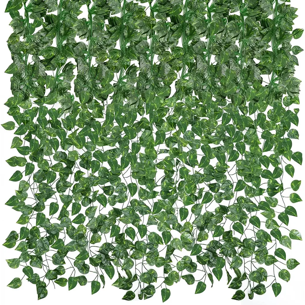 1/6/12 Pack Artificial Ivy Decorative Fake Greenery Garland Vines Fake Hanging Plants Backdrop for Room Bedroom Wall Decor, Green Leaves for Jungle Theme Party Wedding Decoration, Artificial Faux Plants, Artificial Simulation Plant