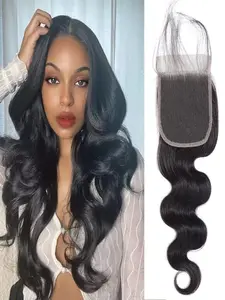 4x4 Transparent HD Lace Closure, Body Wave Hair, Invisible Lace Closure, 12a Brazilian Virgin 100% Human Hair, Pre Plucked with Baby Hair