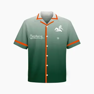 Miami Hurricanes Mascot Menswear Men's Stylish Short-Sleeve Graphic Grove Button-Up Shirt