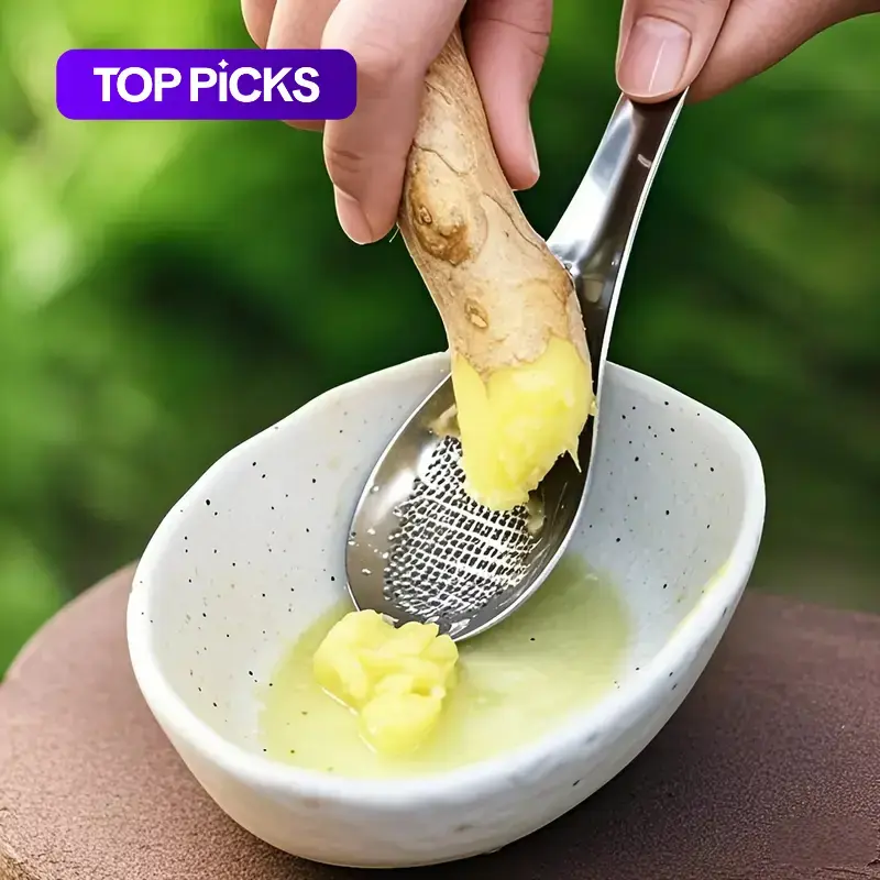 Stainless Steel Ginger Grating Spoon, 1/2pcs Manual Garlic Masher, Kitchen Gadget for Mash Garlic and Ginger, Durable Cookware Accessories, Kitchen Cooking Accessories #TOP PICKS