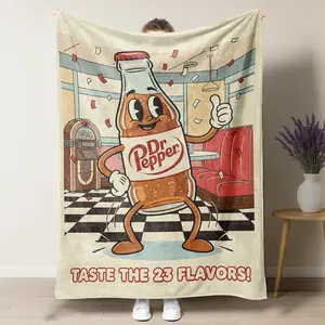 Cute Vintage Dr Pepper Flannel Blanket, Dr Pepper Taste The 23 Flavors Gifts merch,Soft  and Warm Machine Washable Blanket  For Bed Cover  Indoor Bedding For Sofa Outdoor Use